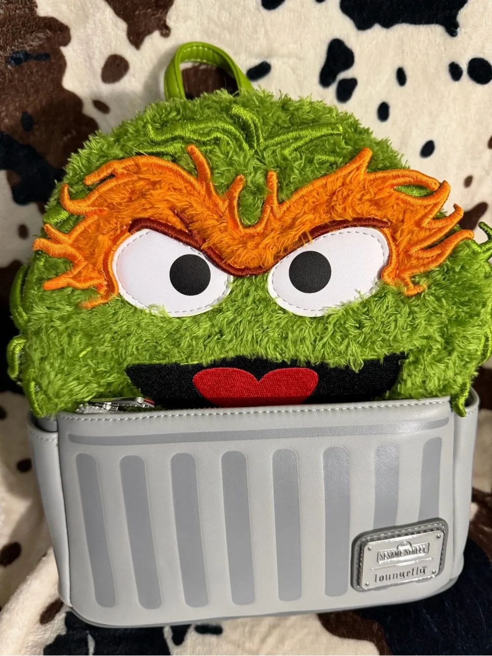 Loungefly Oscar the Grouch Plush Kids Backpack - Green & Orange